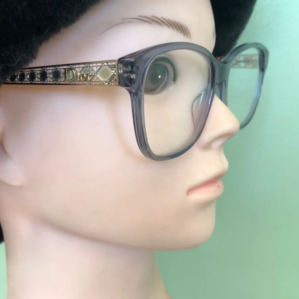 Christian Dior Diorama O5 Eyeglasses Crystal Blue Gold Black - Women's / COA